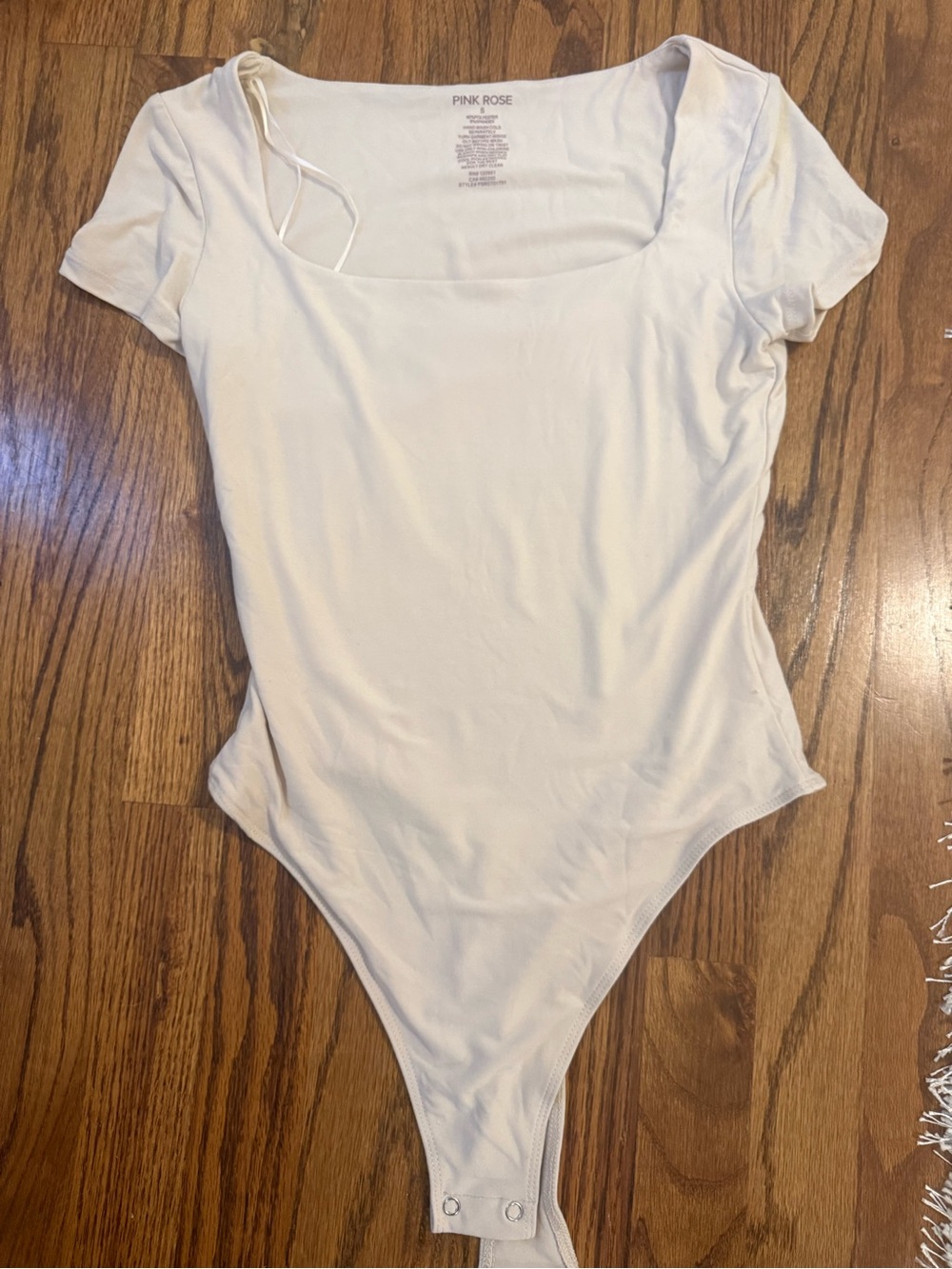 Pink Rose Cream Color Scoop Neck Short Sleeve Bodysuit